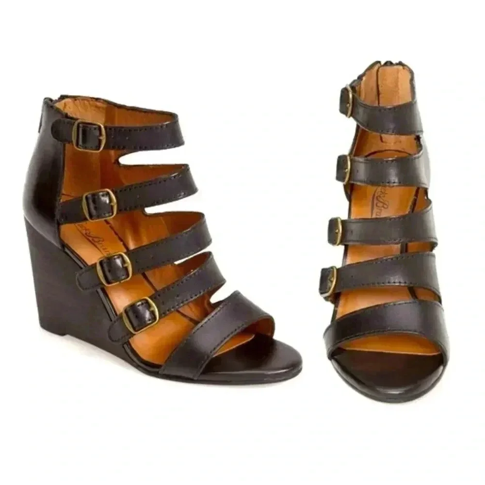 Lucky Brand Reynolds Caged Black Wedges